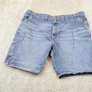 Wrangler Shorts Mens 38 Blue Carpenter  Medium Wash American Jorts Denim